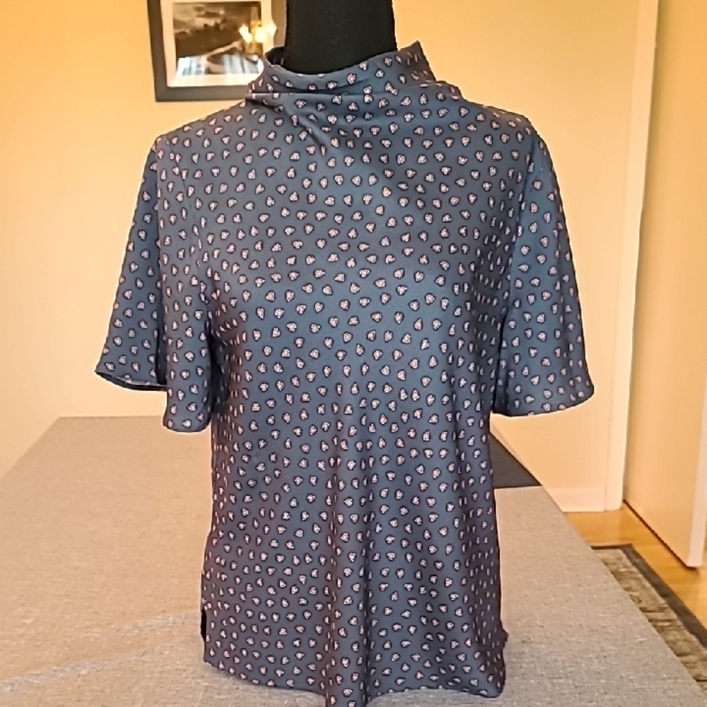 Ann Taylor Blue and Pink Patterned Blouse